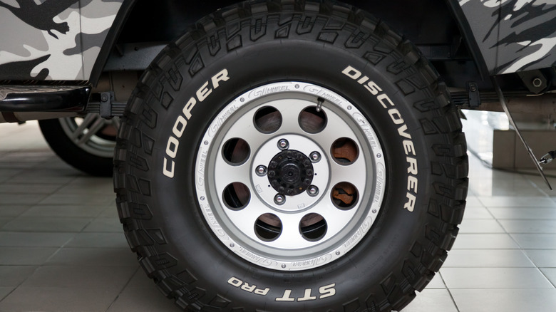 A close up shot of an off-road Cooper tire