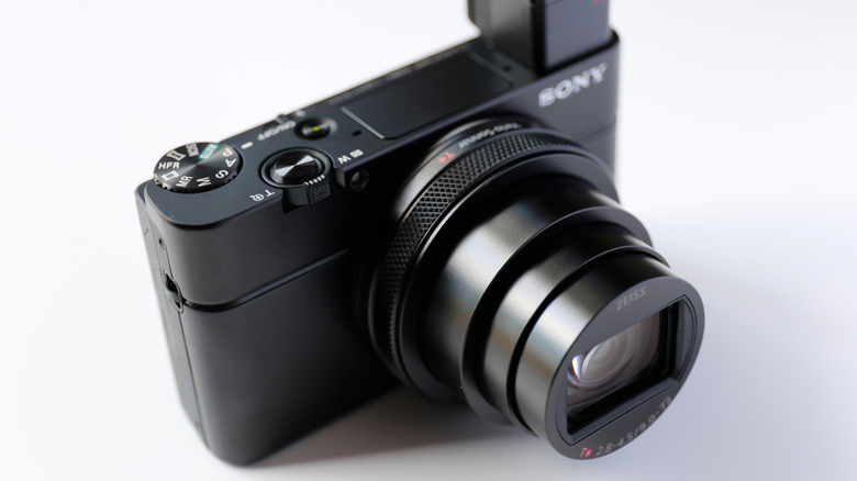 Sony RX100 VII with its flash module protruding