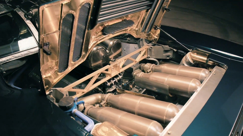 A close up shot of the McLaren F1's BMW S70/2 engine