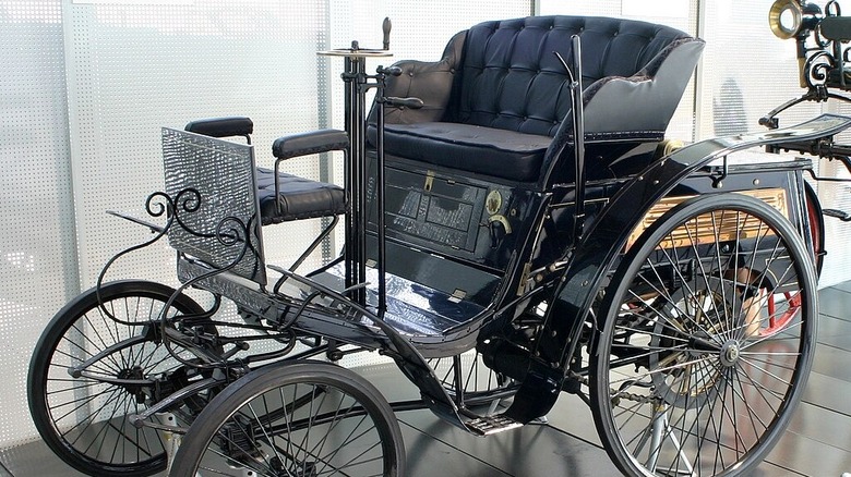 Black 1894 Benz Velo on display