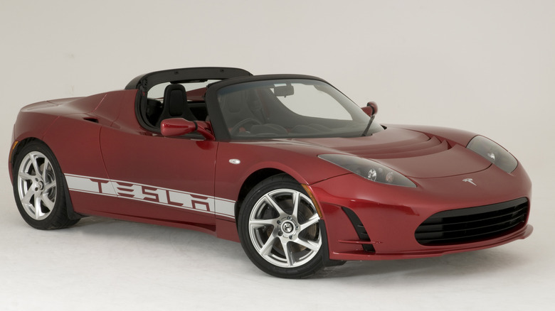 red tesla roadster promotional image