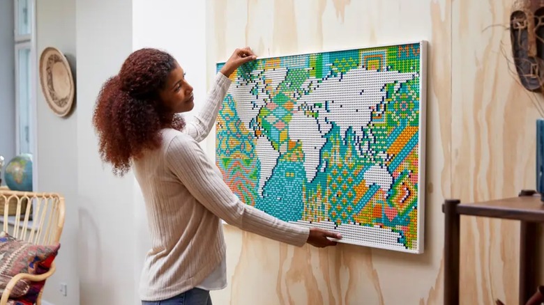 lego art world map set wall hang
