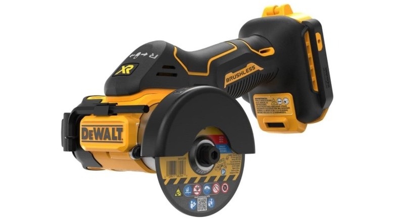 The DeWalt 20V Max XR Cut Off Tool with a wheel attached