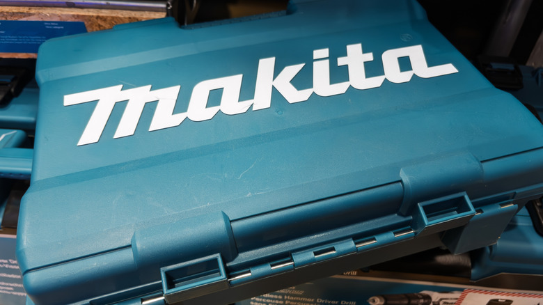 A Makita toolbox on a work bench