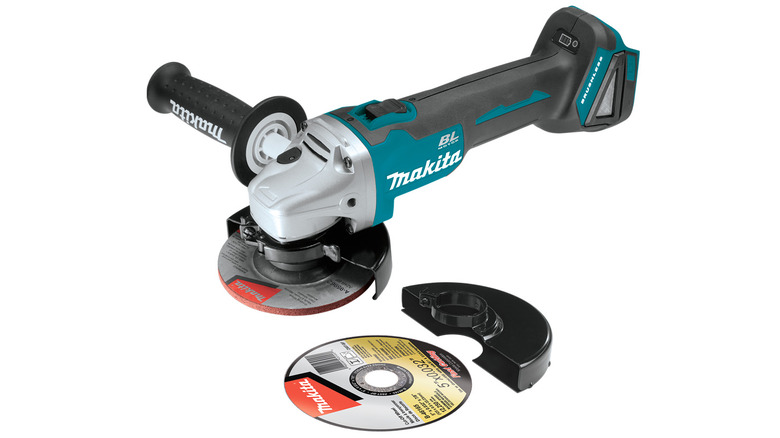 Makita's Brushless 4.5- and 5-Inch Angle Grinder with an additional disk blade and guard