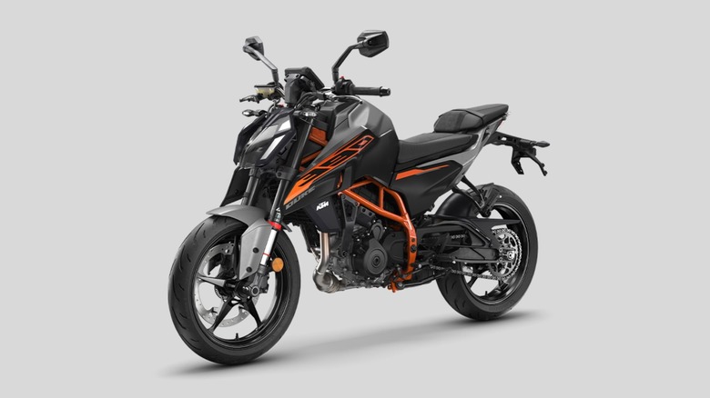 2026 KTM 390 DUKE motorcycle on gray background