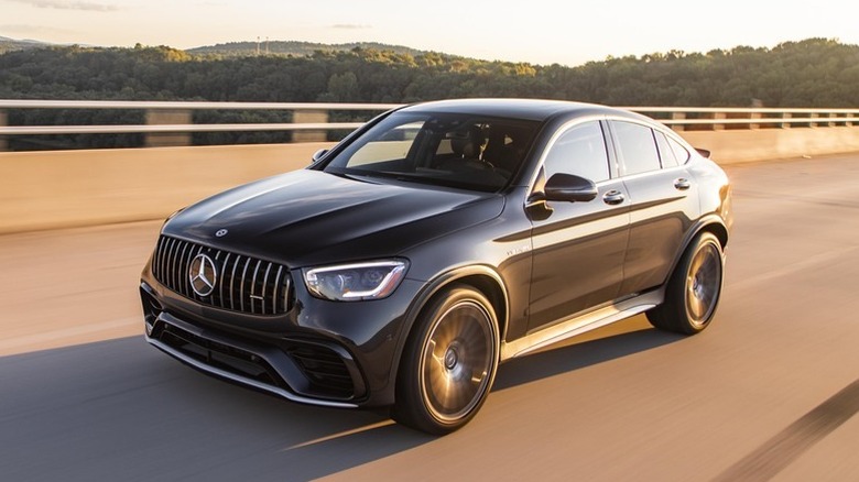 Mercedes-AMG GLC63 S Coupe driving on a road
