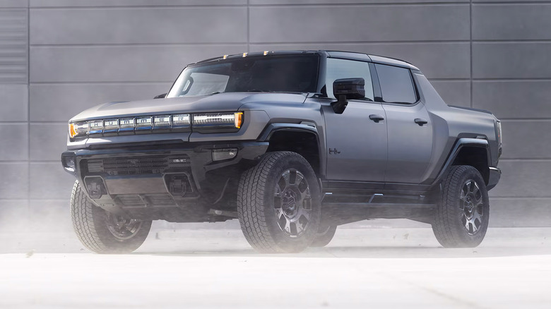 A side on shot of a gray 2026 GMC Hummer EV