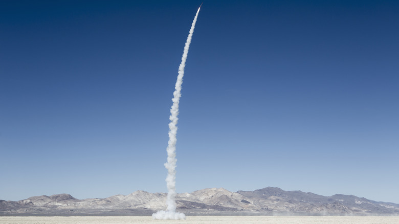 missile rocket launch desert
