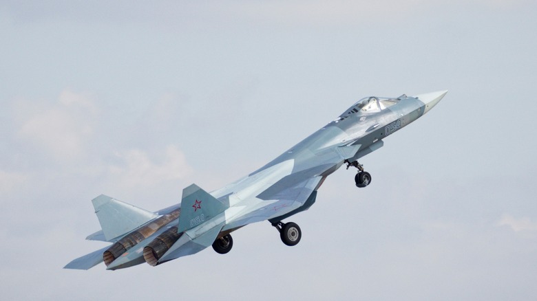 Sukhoi Su-57 Felon taking off
