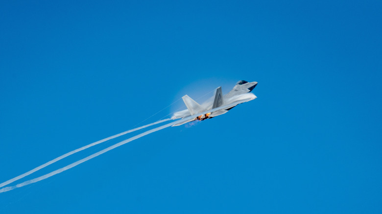 F-22 Raptor with afterburners on