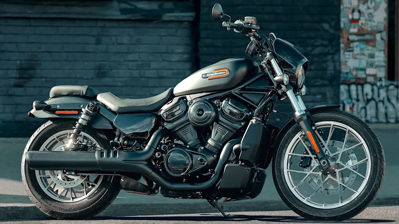 A silver sporty 2025 Harley Davidson Nightster special motorbike parked in a yard
