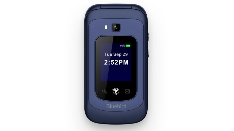 The F1 flip phone on a white background