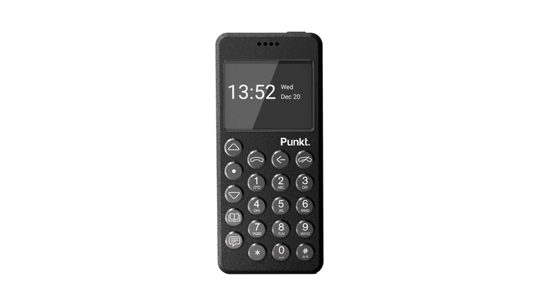The Punkt phone on a black background