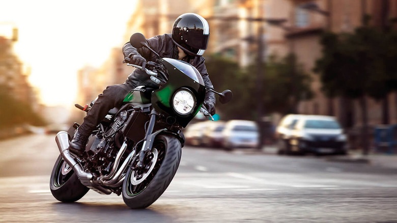 Kawasaki Z900RS being ridden on the street
