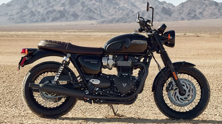 Triumph Bonneville T120 parked on a desert surface