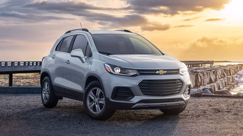 A silver 2022 Chevrolet Trax parked