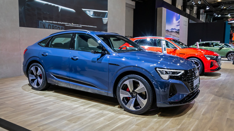 Audi Q8 E-Tron at an auto show