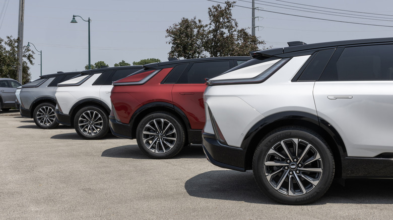Cadillac LYRIQs lined up
