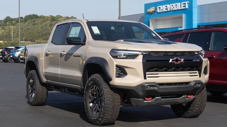 chevrolet colorado parked at dealership