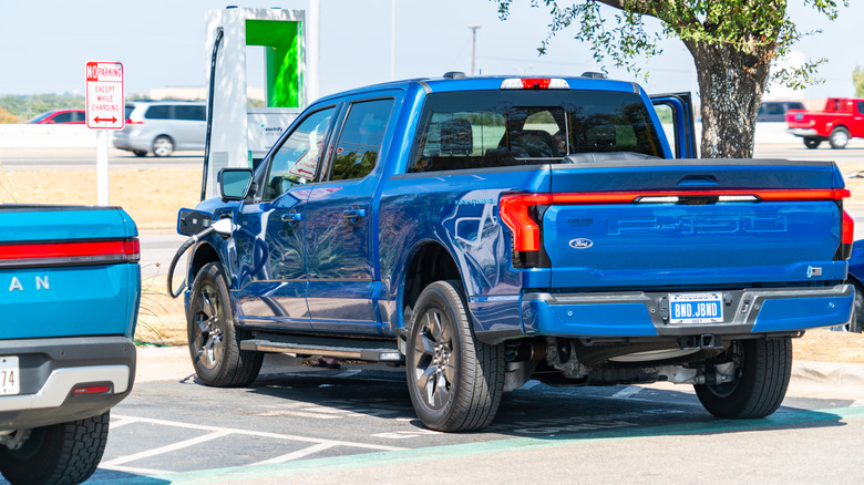 ford f-150 lightning at electrify america charging station