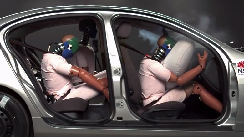 Airbag tested on crash test dummy