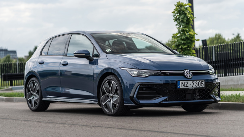 A mark 8 Volkswagen Golf testing on a public road