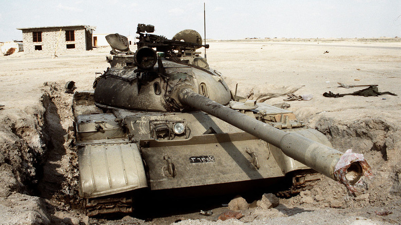 Destroyed T-55 tank in Operation Desert Storm