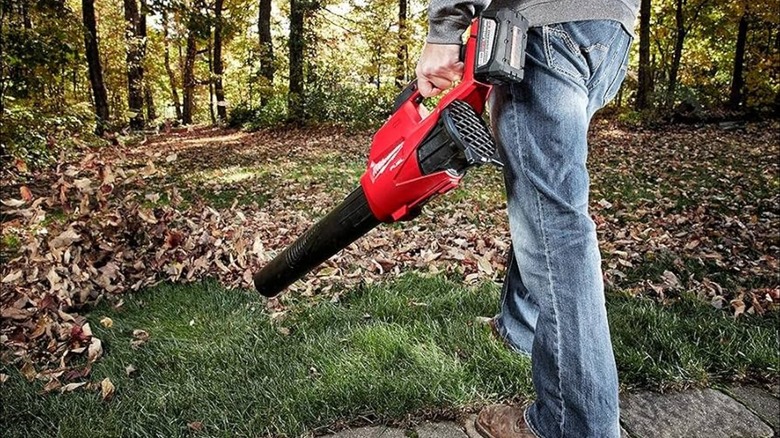 using M18 Fuel blower to blow leaves