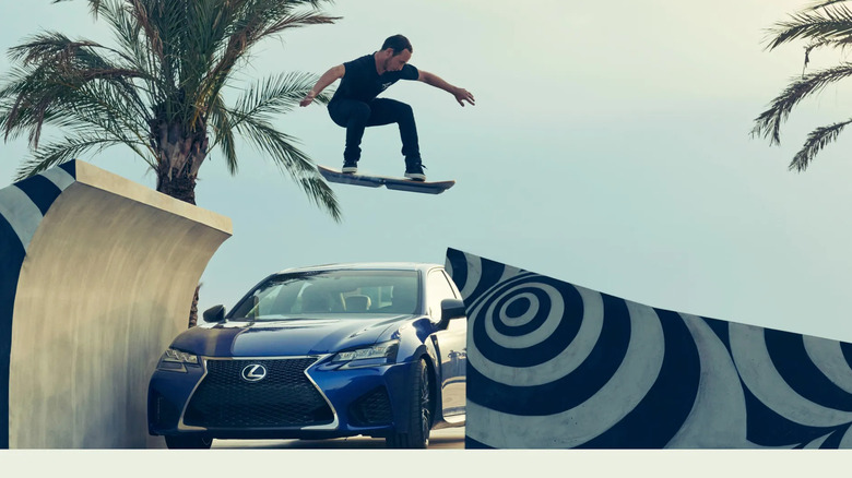 Guy riding a Lexus hoverboard
