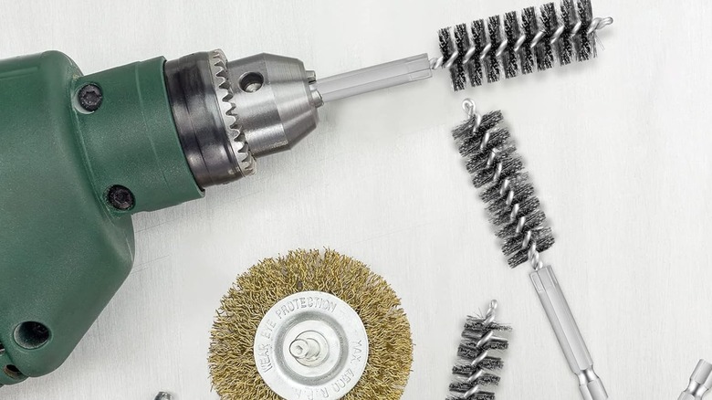 wire brush in drill chuck