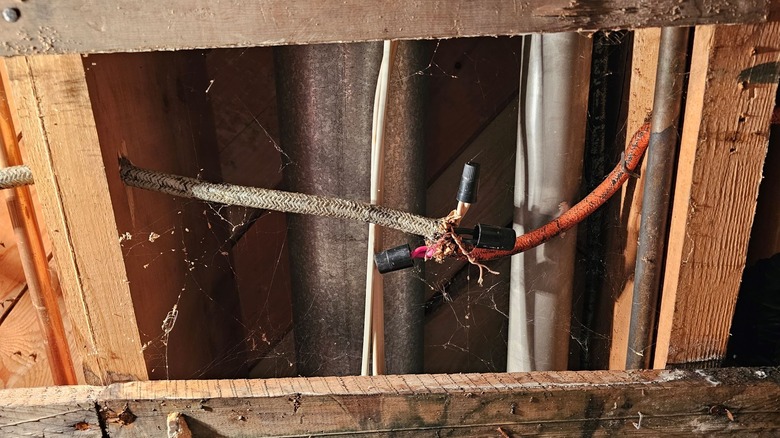 less than ideal wiring connections in a ceiling