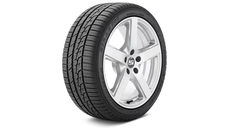 A close up of the Sumitomo HTR AS P03 tire