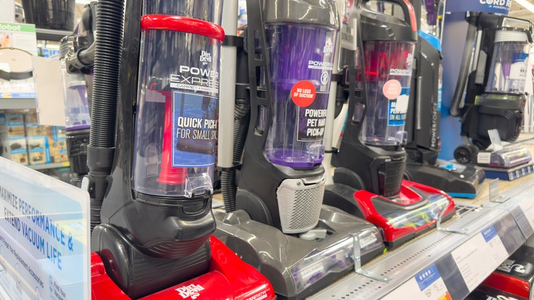Dirt Devil vacuum cleaners on display