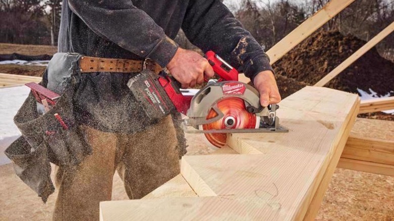 cutting stair risers with Milwaukee circular saw