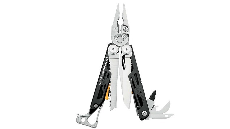 A multitool showing several tools.