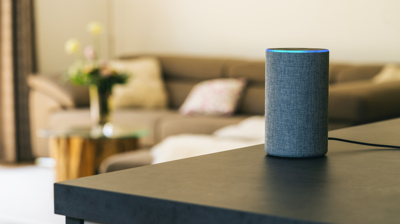 Smart speaker on a coffee table