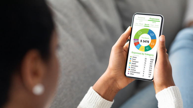 Woman using a financial app