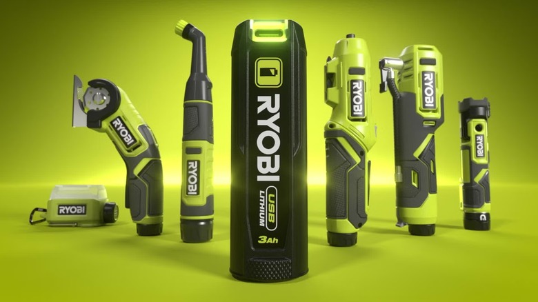 Ryobi USB Lithium gear on Ryobi green background