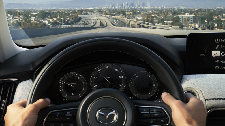 Driver's view from a Mazda CX-90
