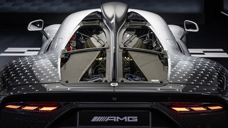 Rear of Mercedes-AMG One showing engine bay