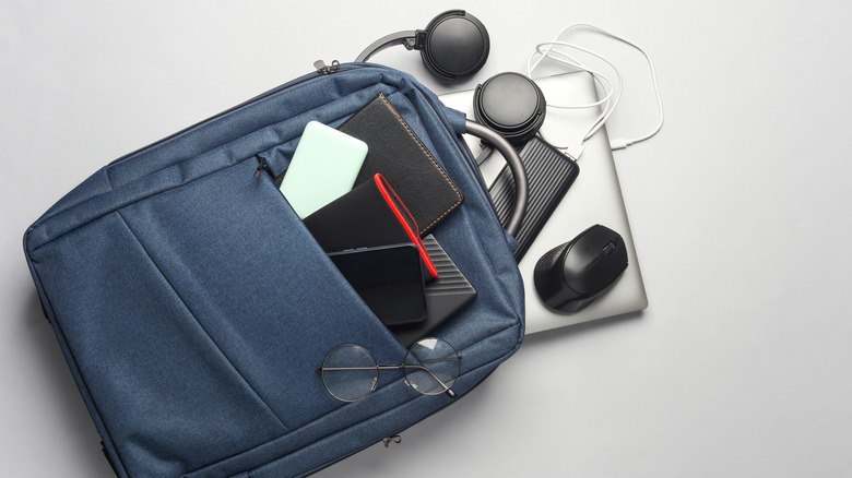 Backpack full of tech items