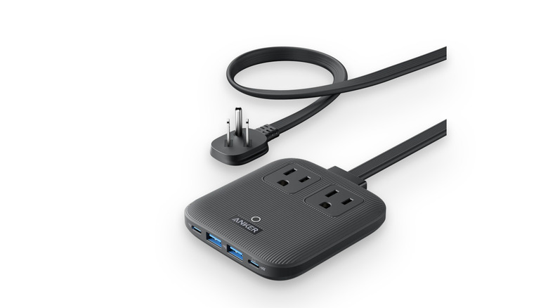 Anker Nano Travel Power Strip over a white background