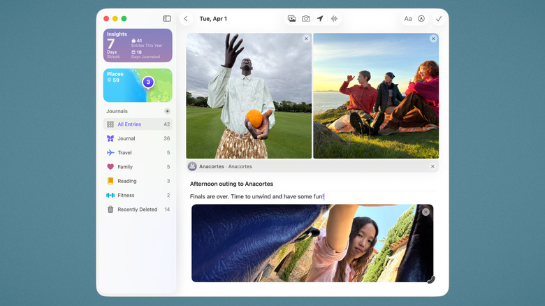 Journaling app on macOS desktop