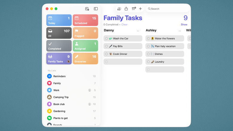 Reminders app on macOS Desktop