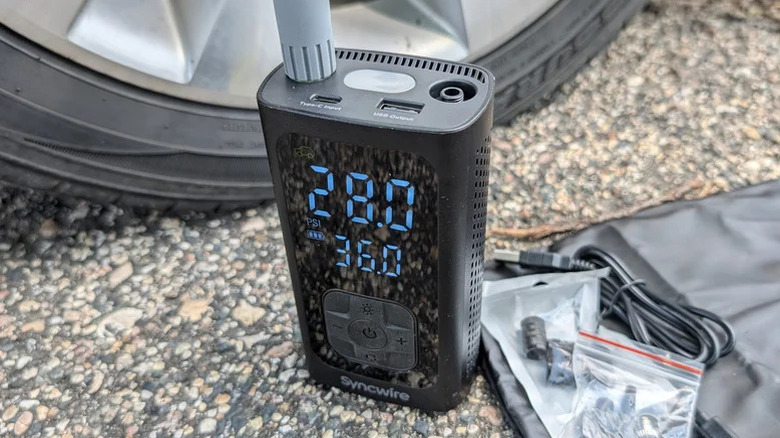 Syncwire Inflate 190 Tire Inflator near car tire