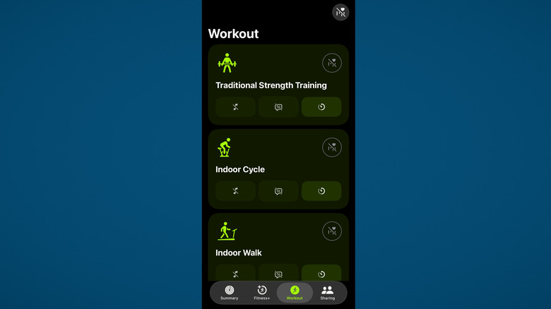 Fitness app on iPhone