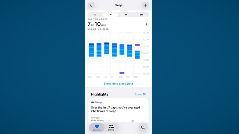 Apple Watch Sleep Settings on iPhone