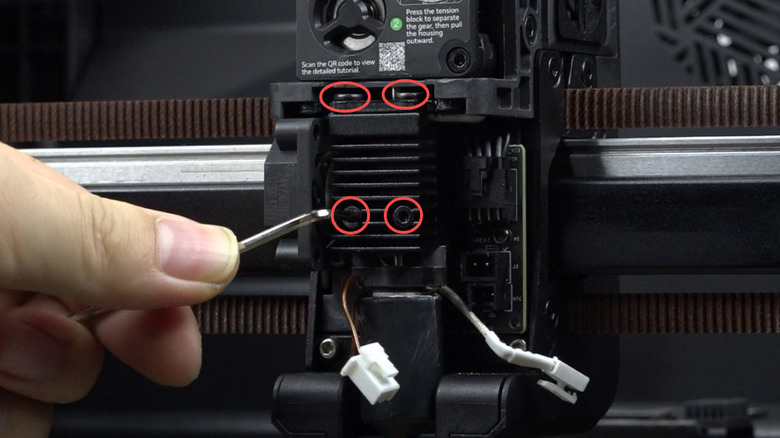 Closeup of Creality K2 hot end