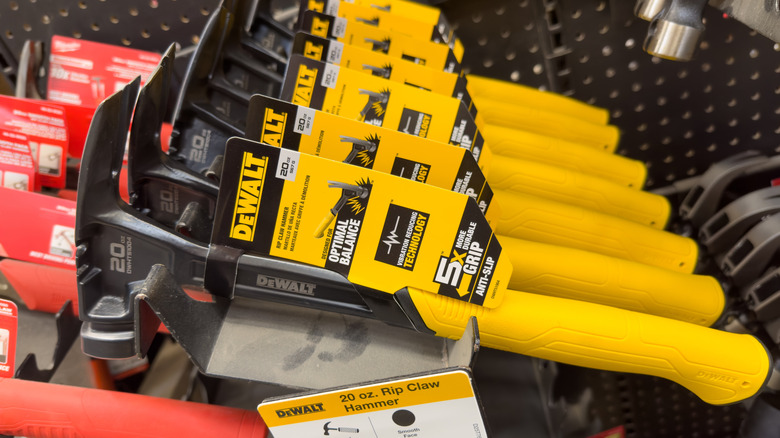 rip claw hammers on a store shelf